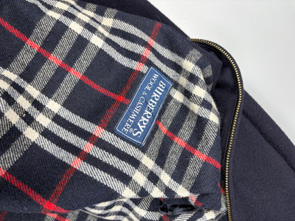 Vintage 1990s Burberry Cashmere Navy Bomber Jacket (L)