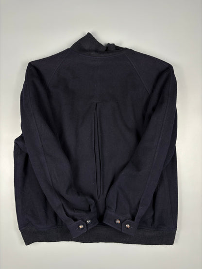 Vintage 1990s Burberry Cashmere Navy Bomber Jacket (L)