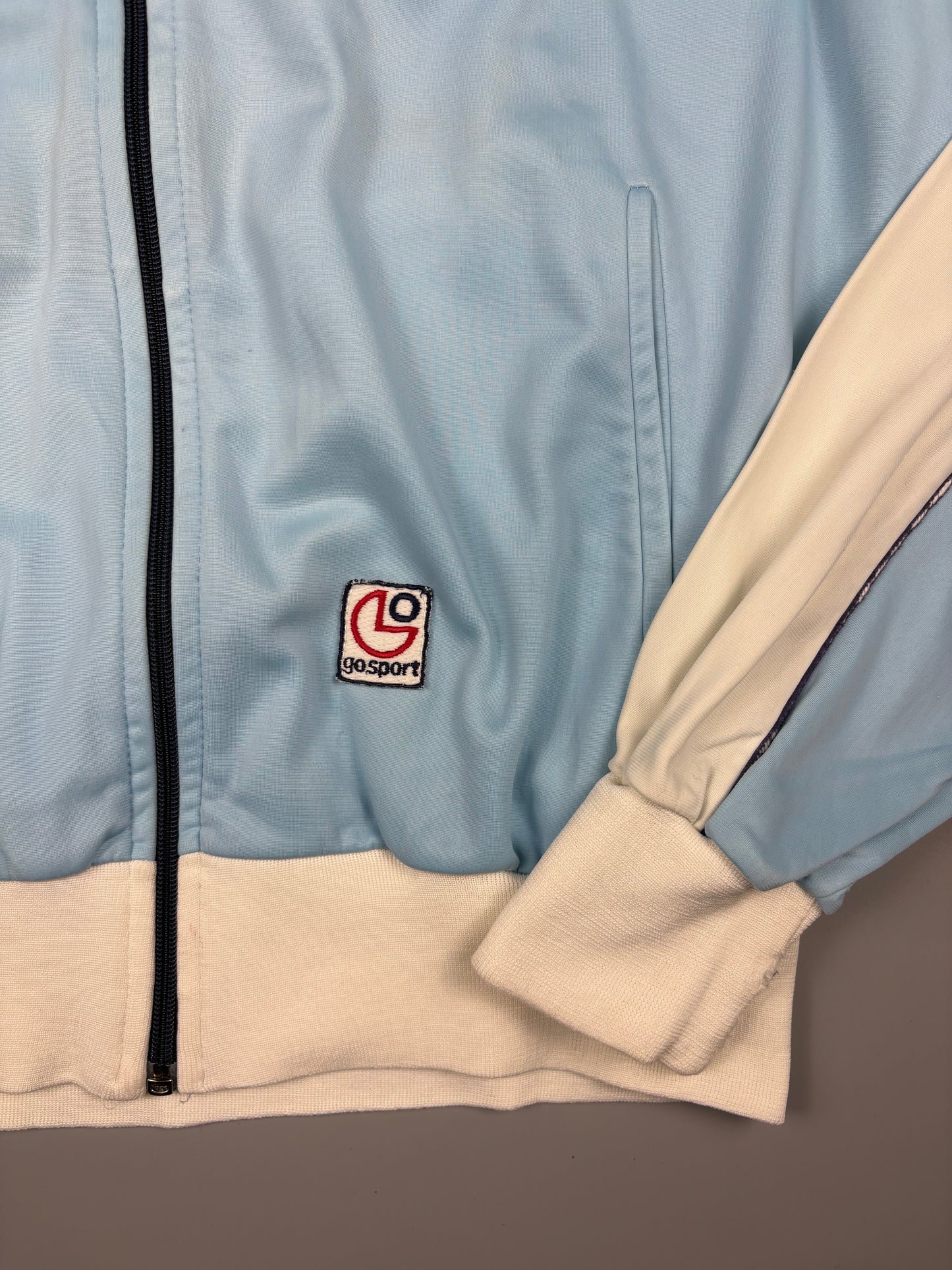 Vintage 1980 Italian Volleyball Baby Blue Track Top (M)