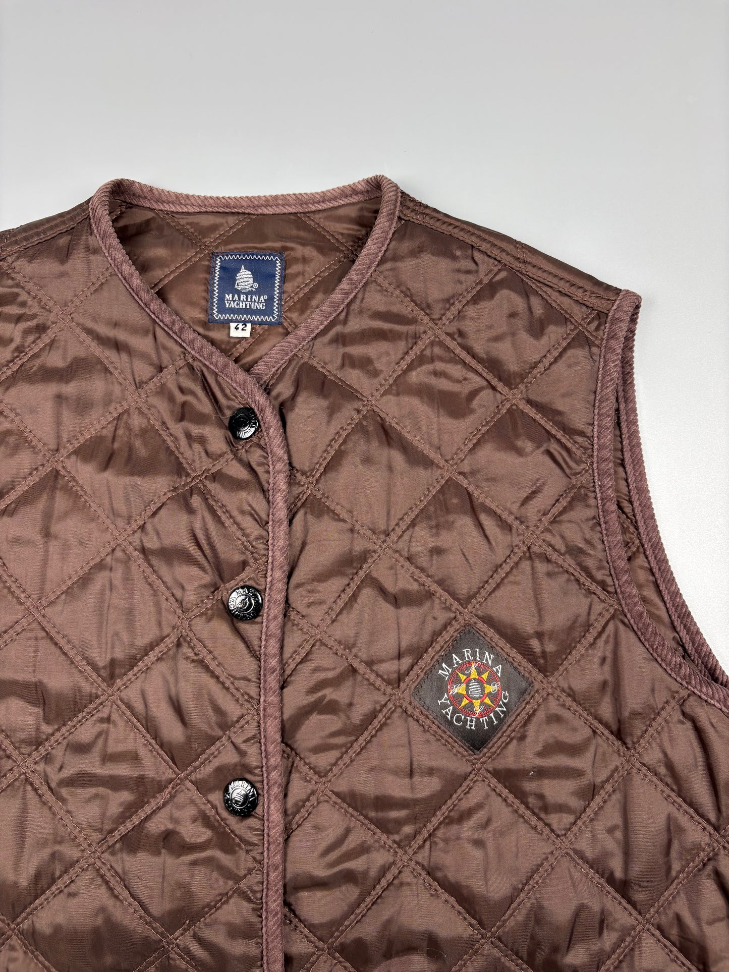 Vintage 1980s Marina Yachting Brown Quilted Mid-layer (S)