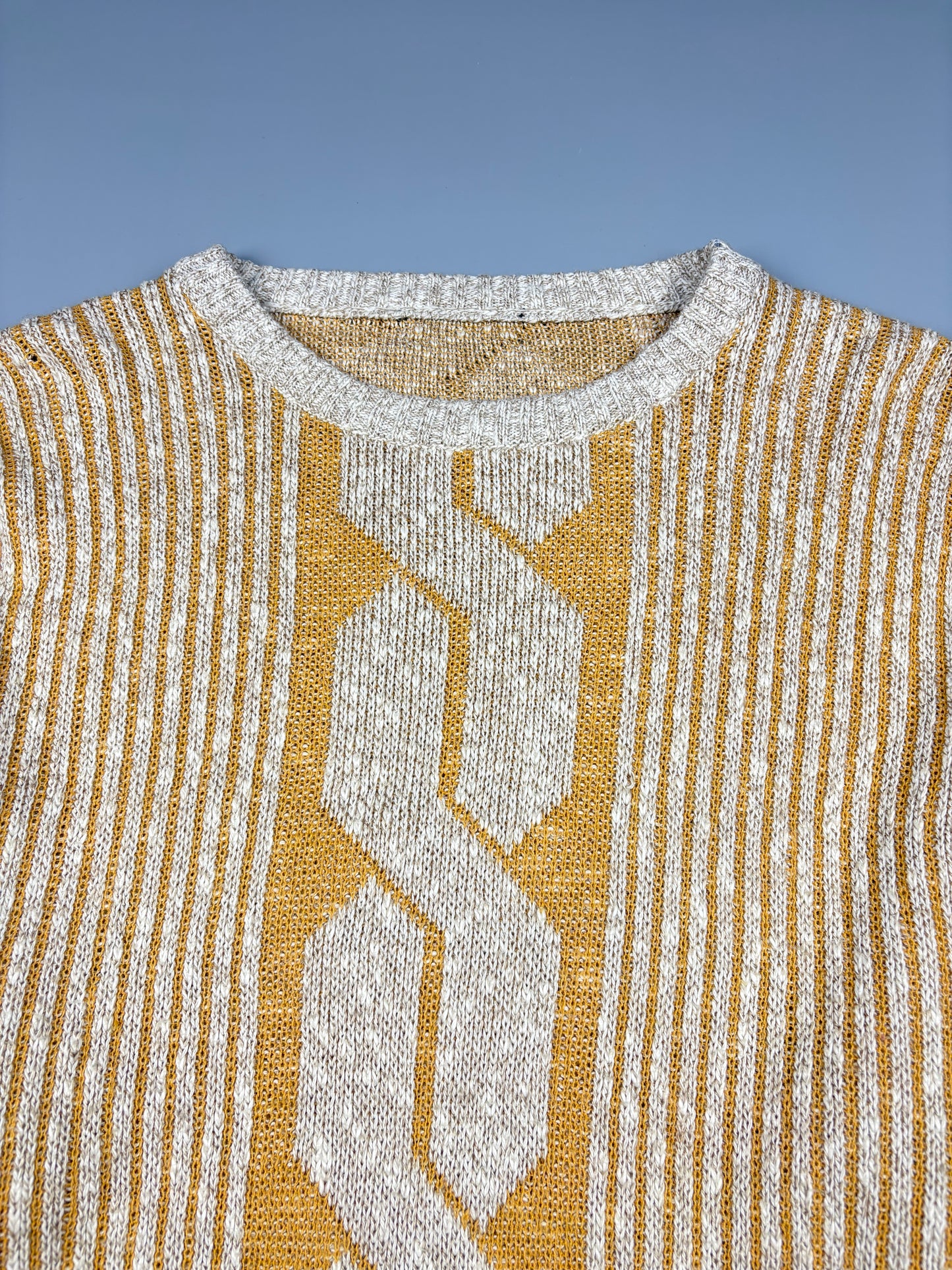 Vintage 1980s Cable-panel Aran Knit Mustard Jumper (S)