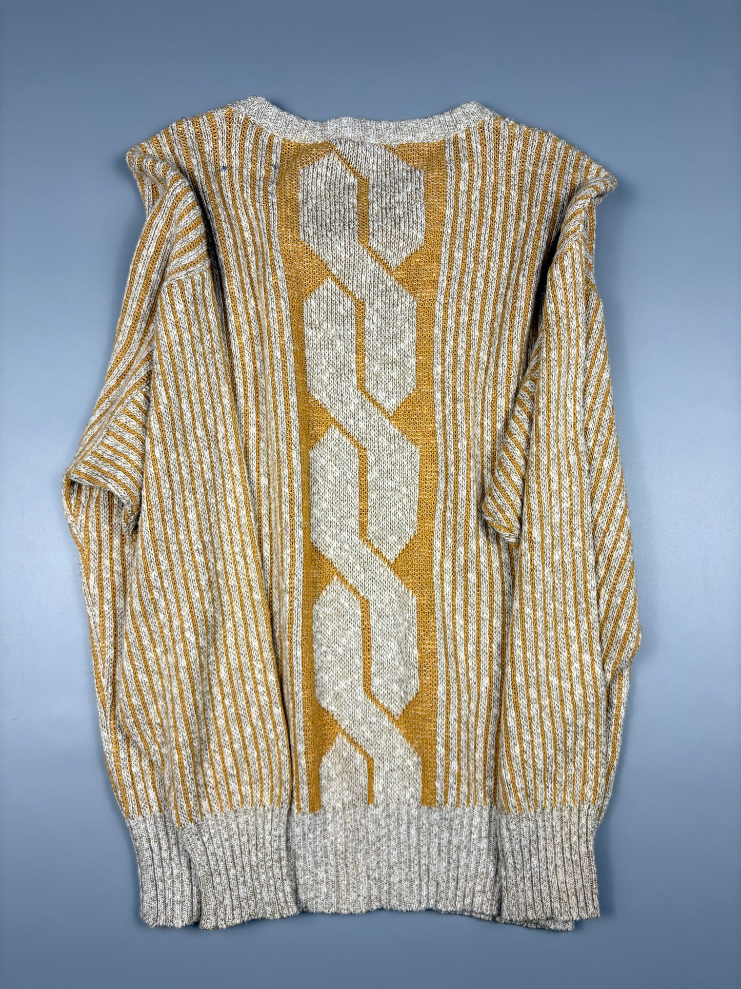 Vintage 1980s Cable-panel Aran Knit Mustard Jumper (S)