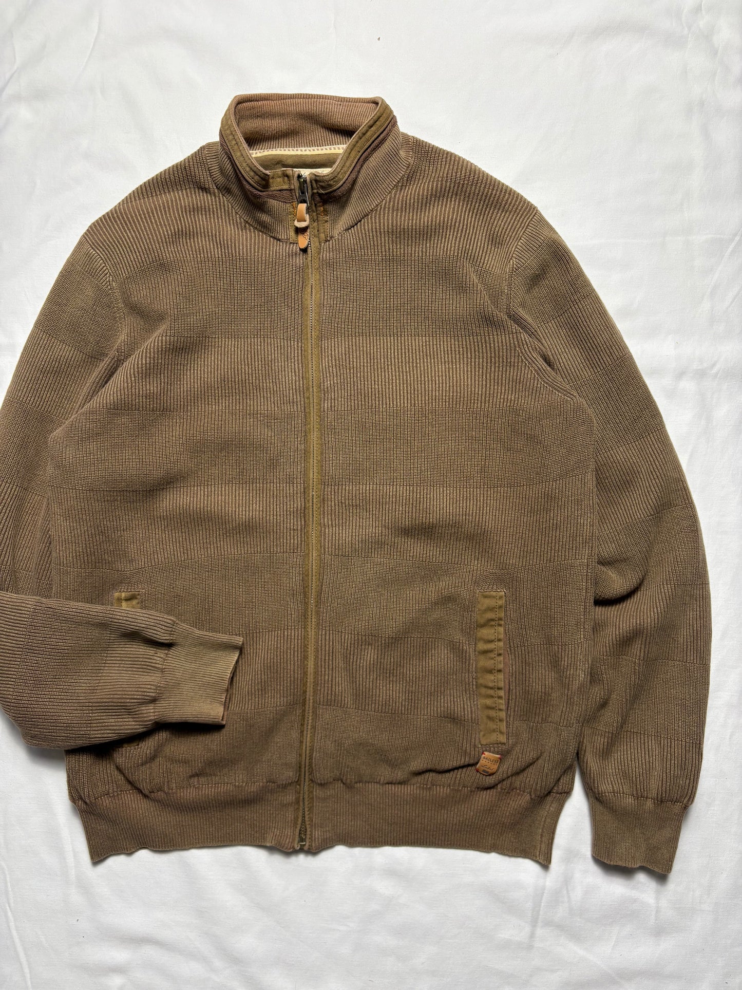 True Vintage Baileys Textured 80s Khaki Brown Zip Up Jacket (M)