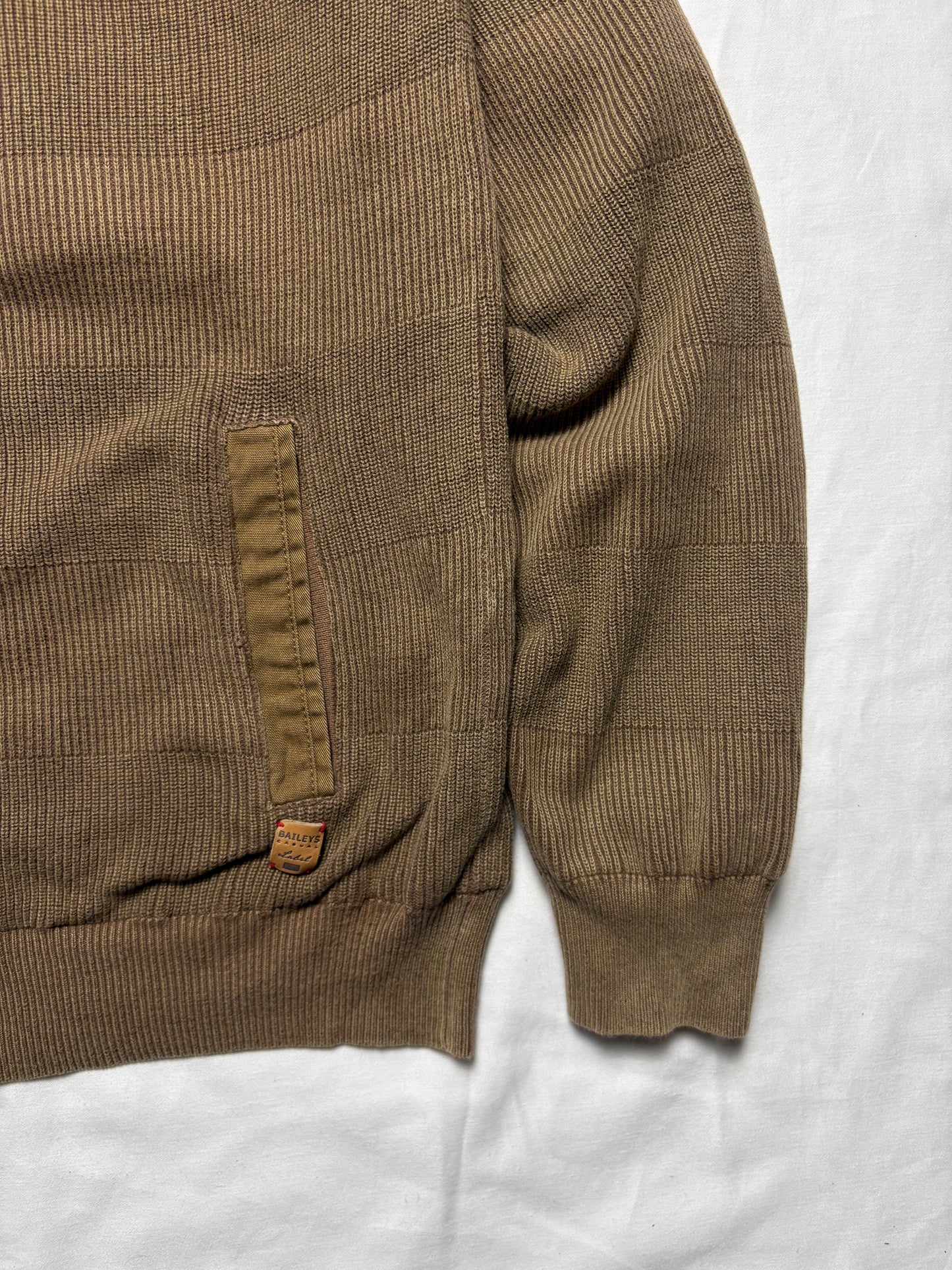 True Vintage Baileys Textured 80s Khaki Brown Zip Up Jacket (M)