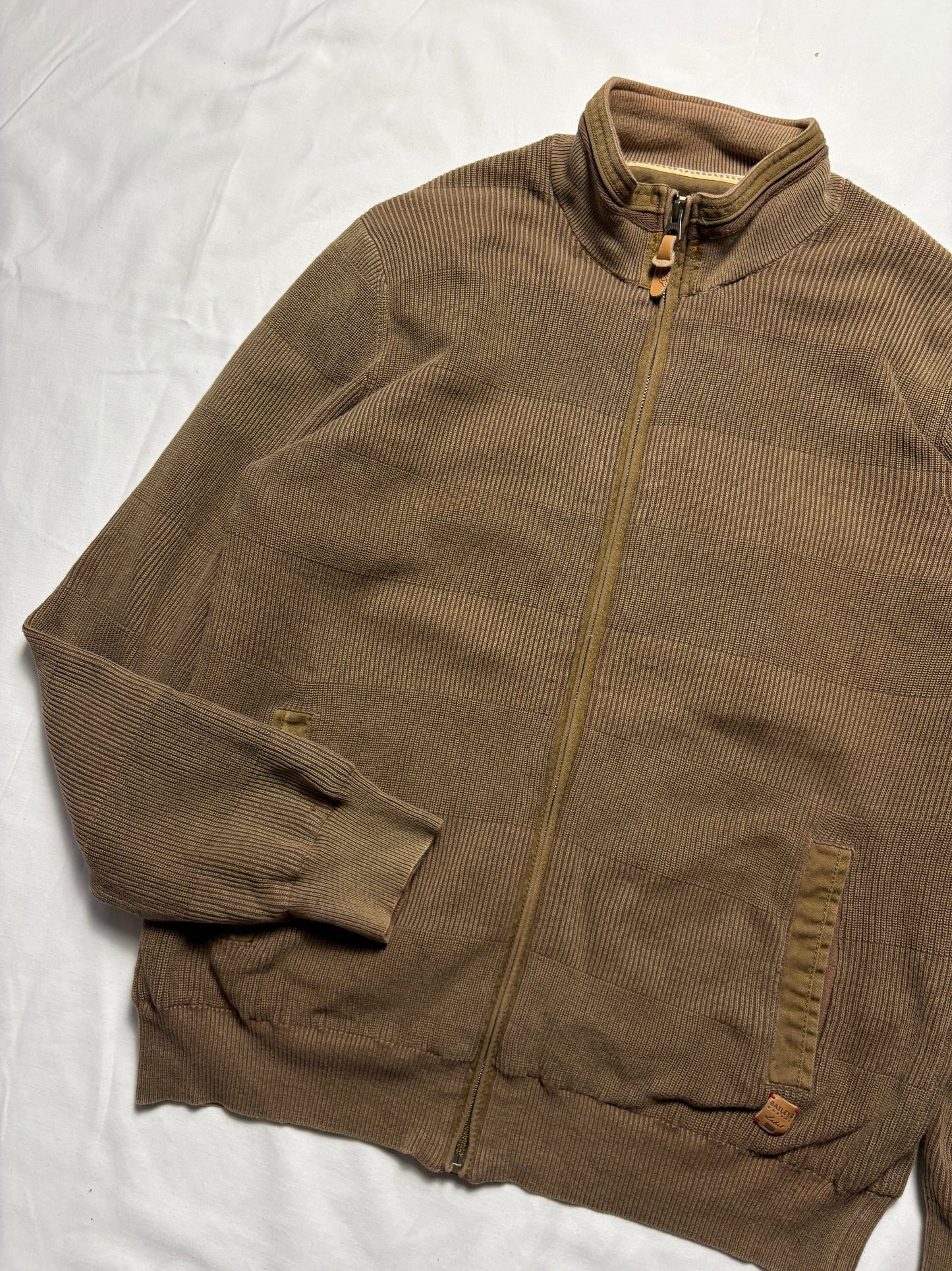 True Vintage Baileys Textured 80s Khaki Brown Zip Up Jacket (M)