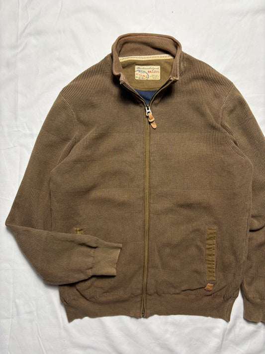 True Vintage Baileys Textured 80s Khaki Brown Zip Up Jacket (M)