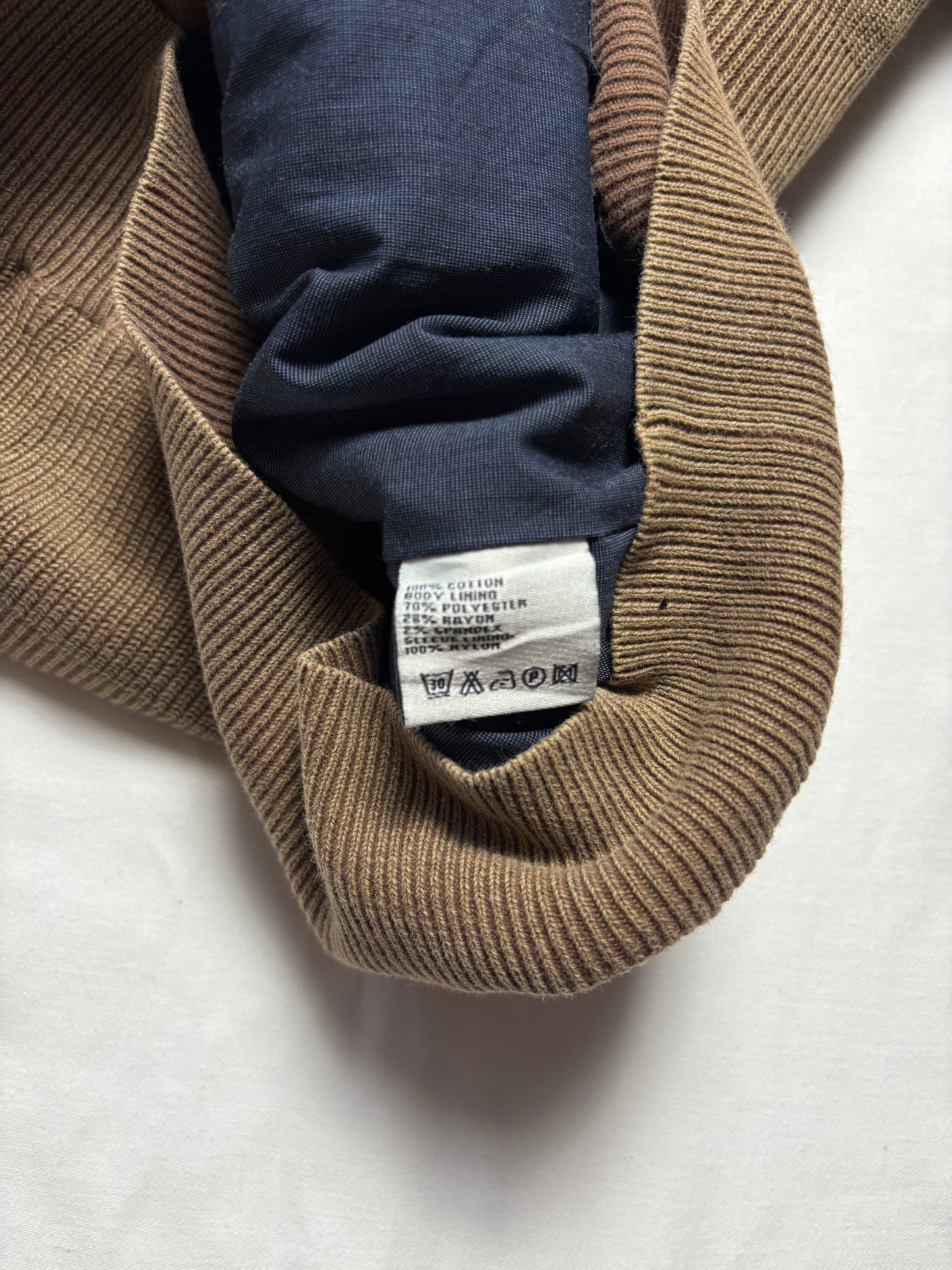 True Vintage Baileys Textured 80s Khaki Brown Zip Up Jacket (M)