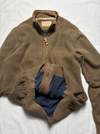 True Vintage Baileys Textured 80s Khaki Brown Zip Up Jacket (M)