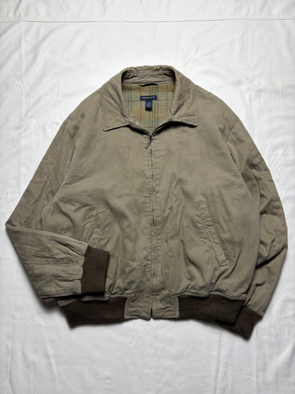 Vintage Gant Plaid Lined Beige Insulated Harrington Jacket (XL)