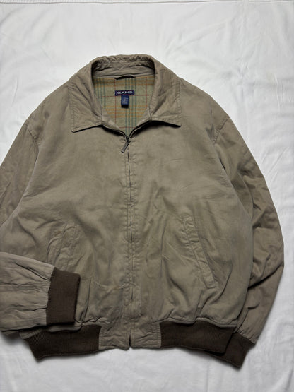 Vintage Gant Plaid Lined Beige Insulated Harrington Jacket (XL)