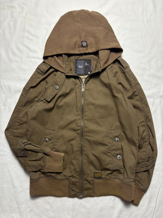 G-Star Canvas 2000s Khaki Brown Zip Up Jacket (L)