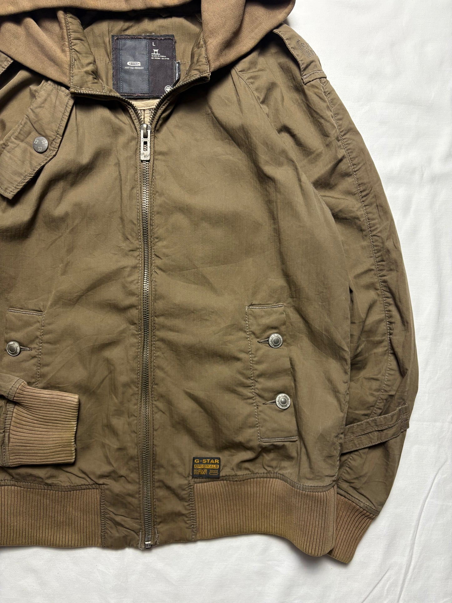 G-Star Canvas 2000s Khaki Brown Zip Up Jacket (L)