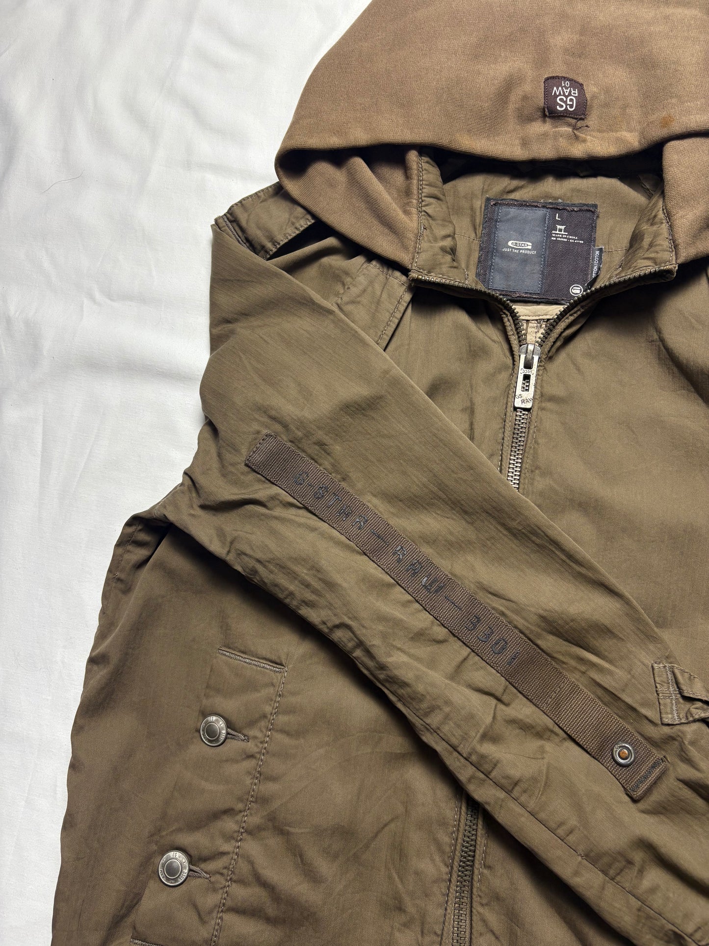 G-Star Canvas 2000s Khaki Brown Zip Up Jacket (L)