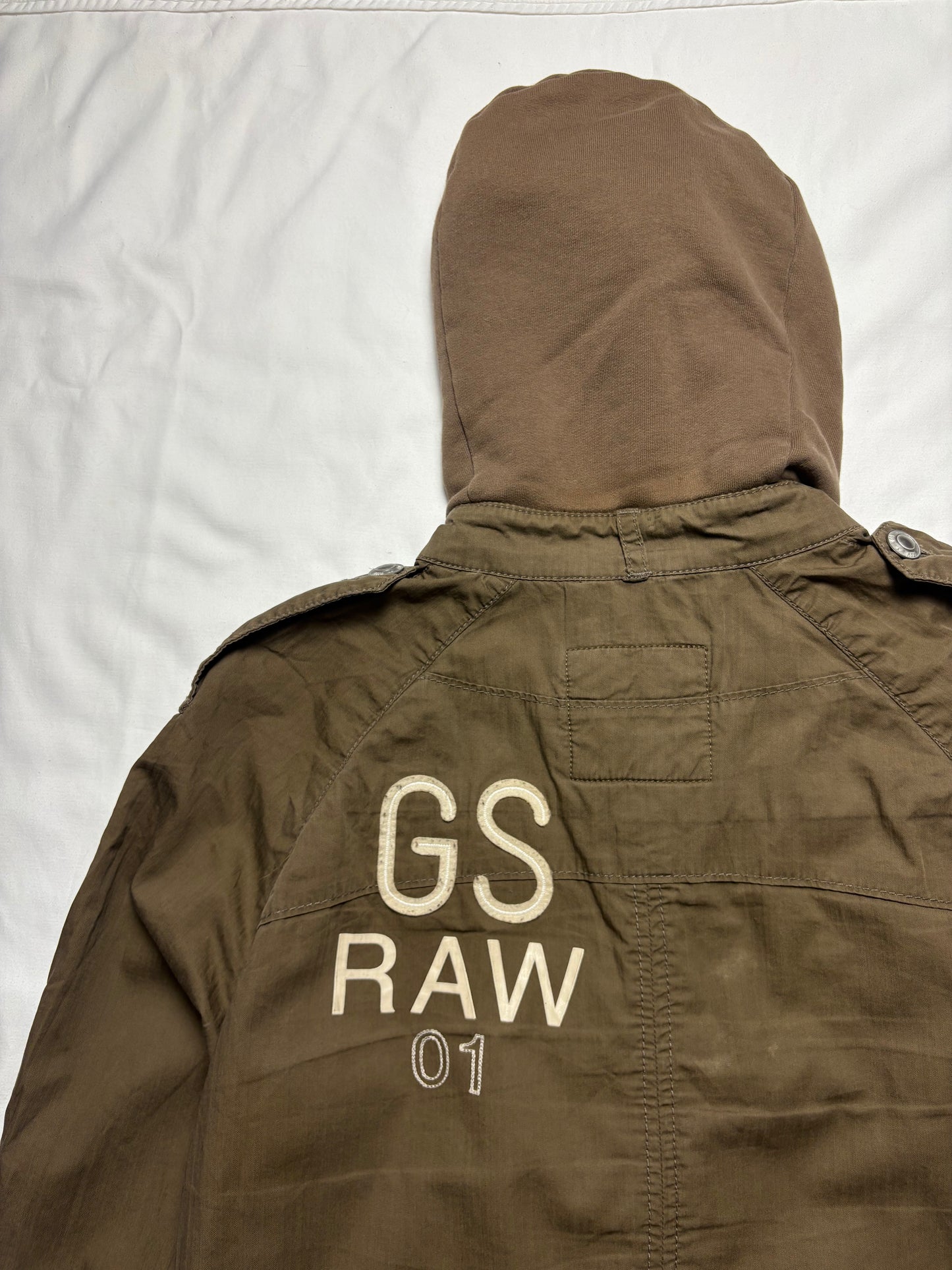 G-Star Canvas 2000s Khaki Brown Zip Up Jacket (L)