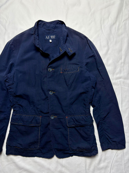 Armani Jeans 00s Silk Cotton Navy Shirt (women's L)