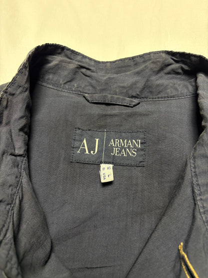 Armani Jeans 00s Silk Cotton Navy Shirt (women's L)