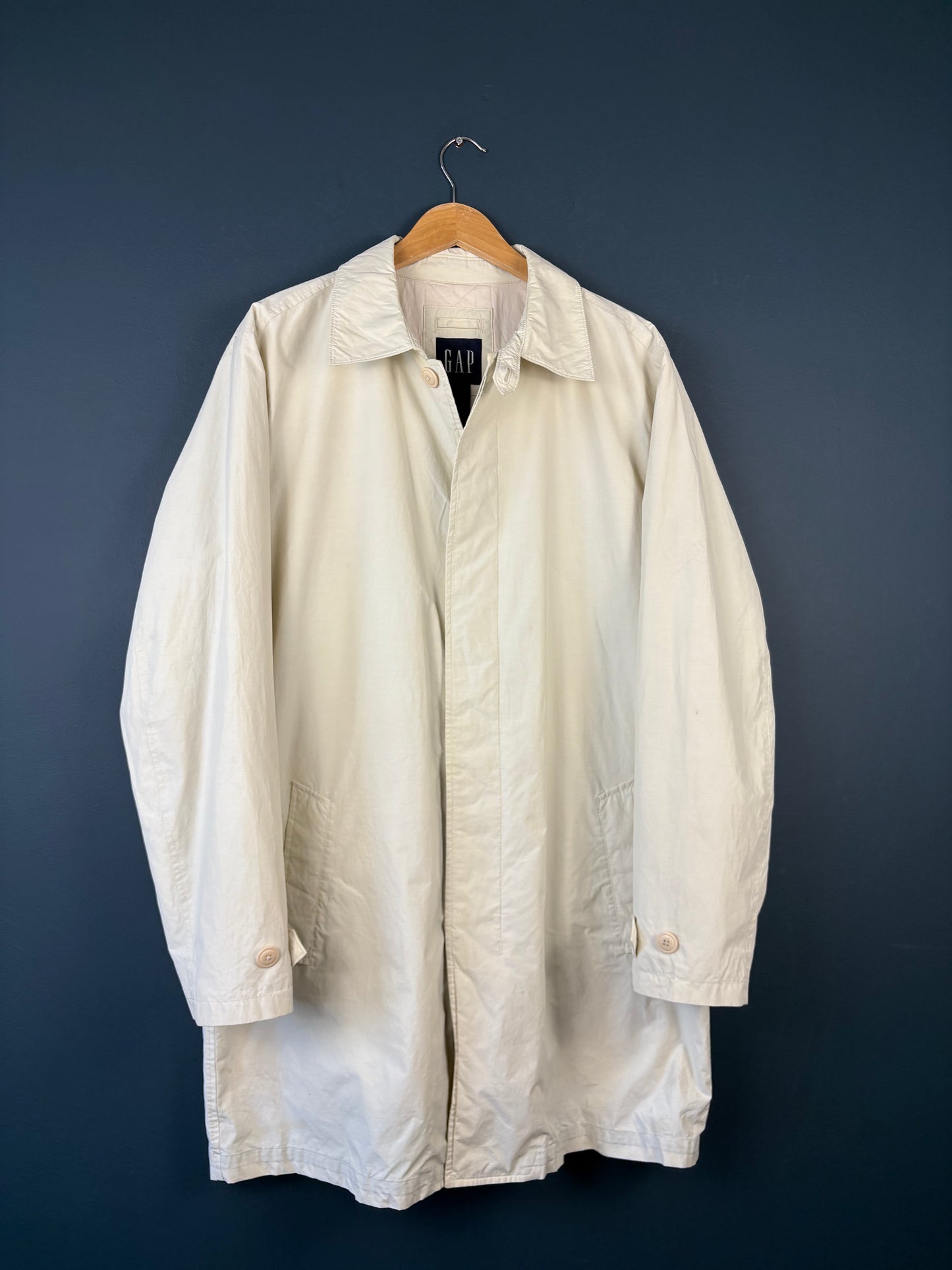 Vintage 90s GAP Cream Single Breasted Trench Coat (L)