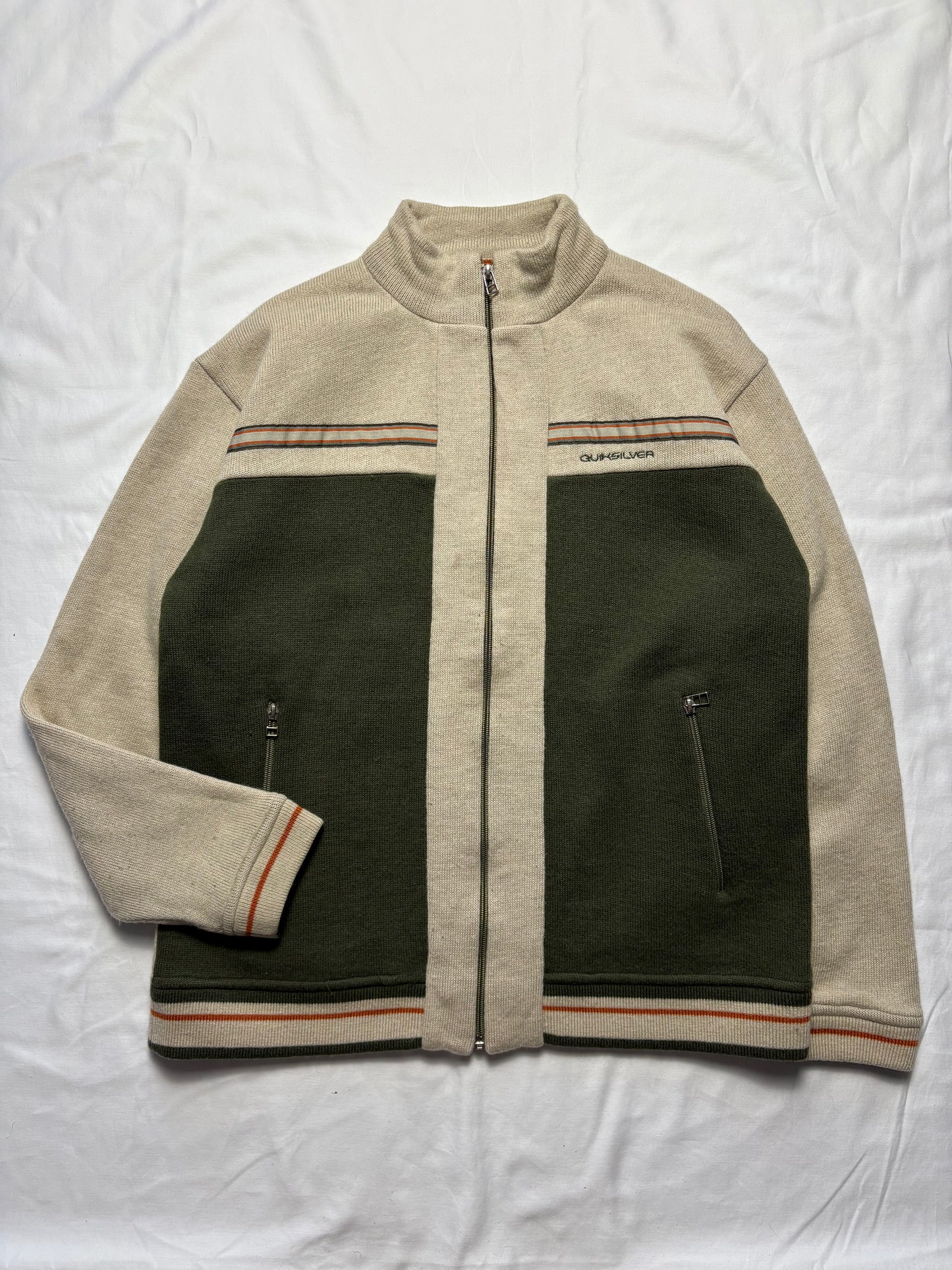 Quiksilver Surfwear 00s Heavyweight Zip Up Knit Jumper (L)