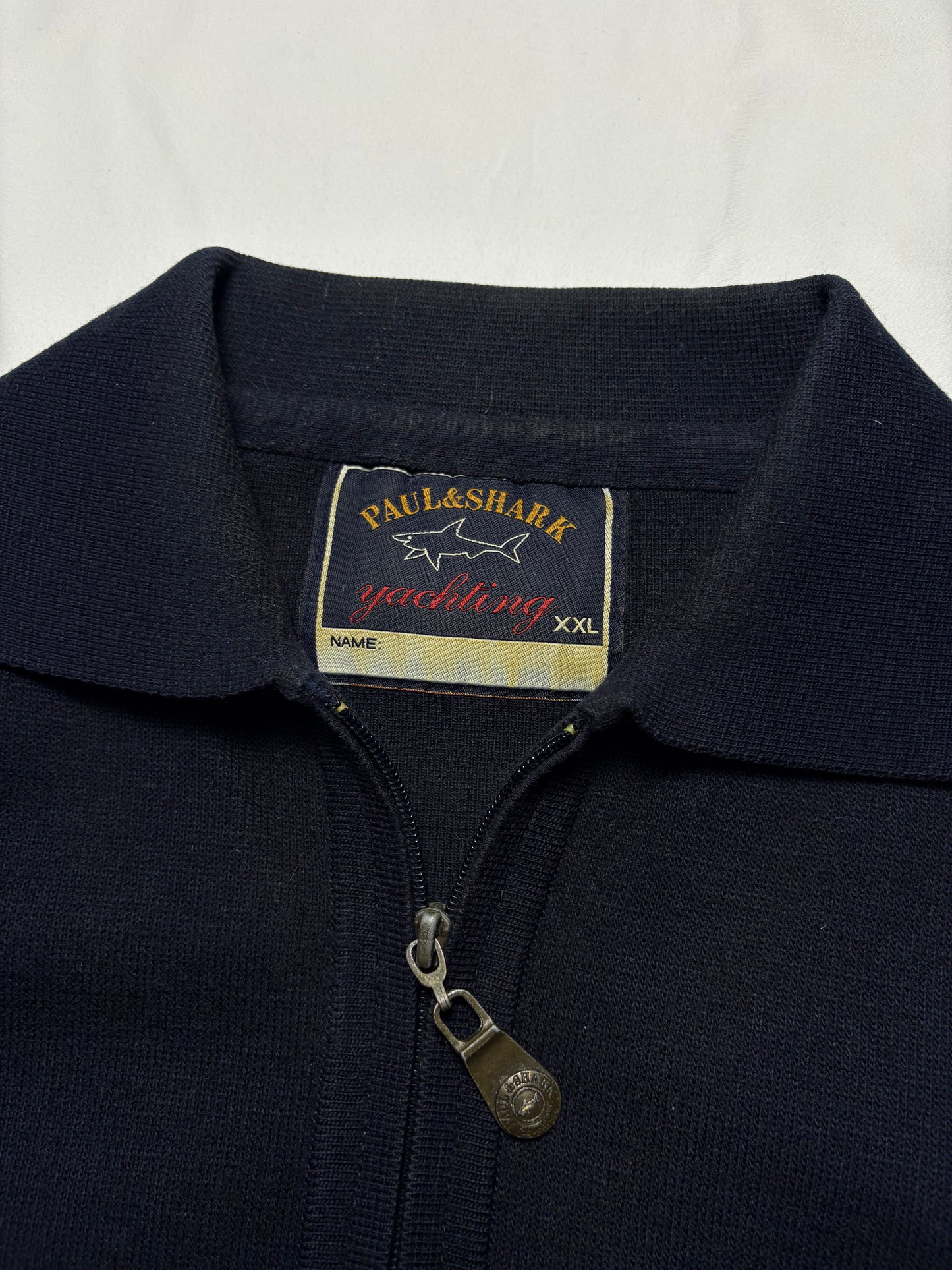 Paul & Shark 90s Navy Quarter Zip Ribbed Jumper (XXL)