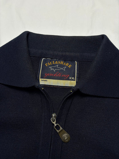 Paul & Shark 90s Navy Quarter Zip Ribbed Jumper (XXL)