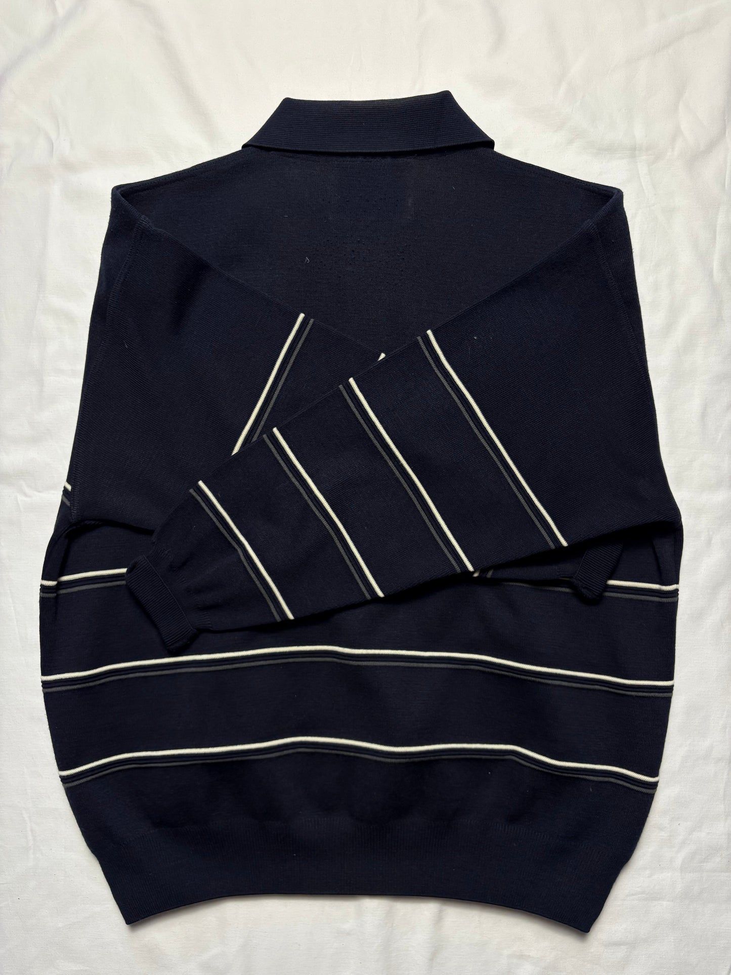 Paul & Shark 90s Navy Quarter Zip Ribbed Jumper (XXL)