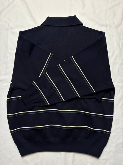Paul & Shark 90s Navy Quarter Zip Ribbed Jumper (XXL)
