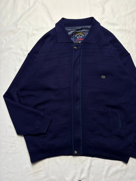 Paul & Shark 90s Navy Zip Up RIbbed Jacket (XXL)
