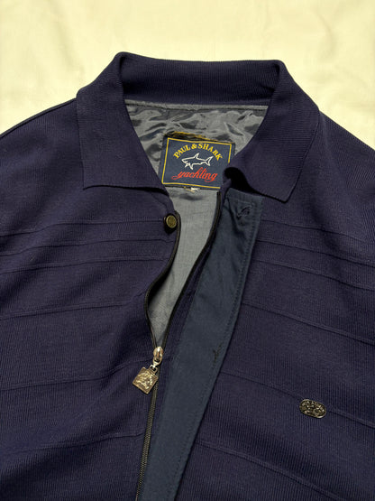 Paul & Shark 90s Navy Zip Up RIbbed Jacket (XXL)
