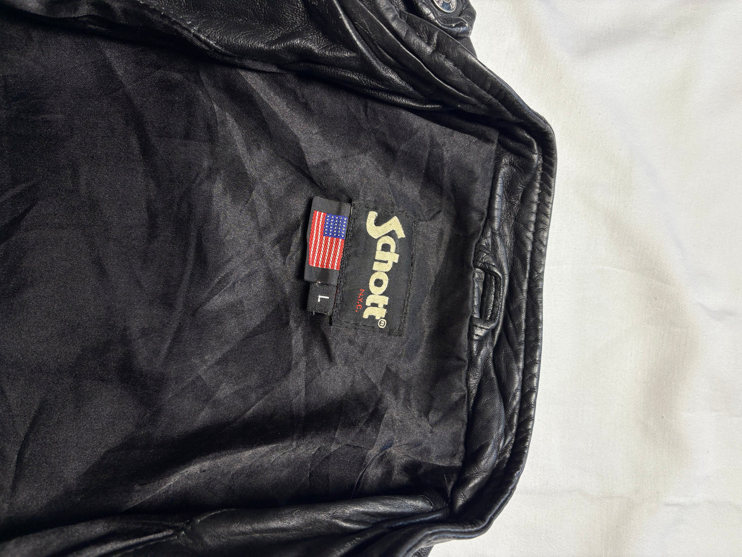Vintage Schott NYC 90s Black Leather Motorcycle Jacket (women's L)