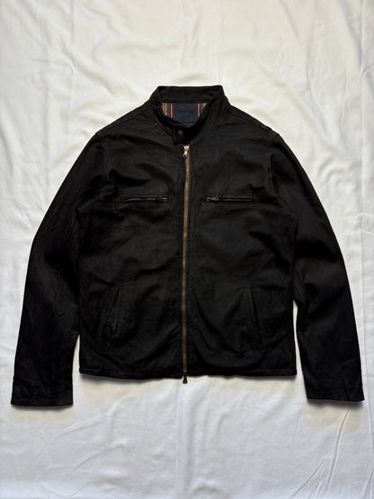 Vintage Vera Pelle 90s Double Zip Black Leather Jacket (S)