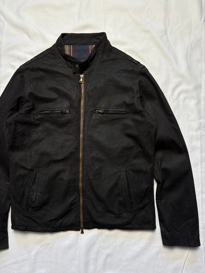 Vintage Vera Pelle 90s Double Zip Black Leather Jacket (S)