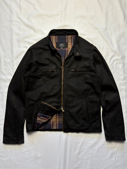 Vintage Vera Pelle 90s Double Zip Black Leather Jacket (S)