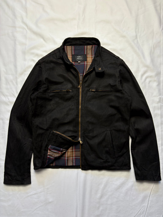 Vintage Vera Pelle 90s Double Zip Black Leather Jacket (S)