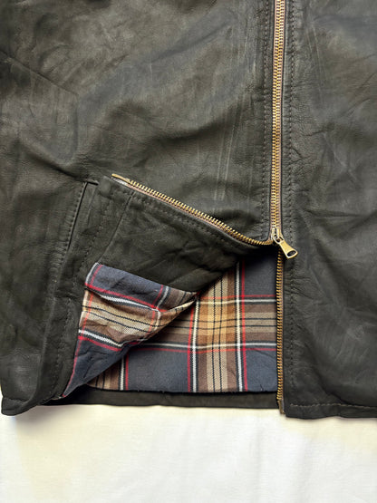 Vintage Vera Pelle 90s Double Zip Black Leather Jacket (S)