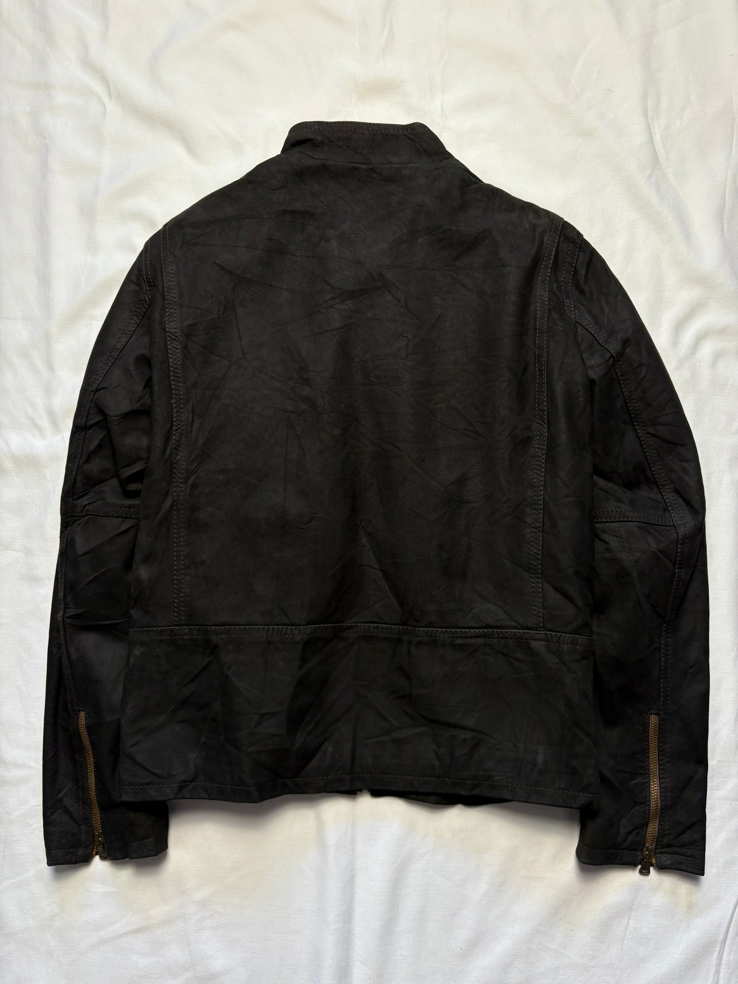 Vintage Vera Pelle 90s Double Zip Black Leather Jacket (S)