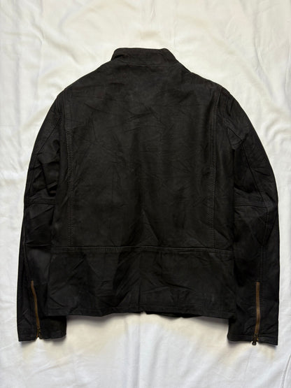 Vintage Vera Pelle 90s Double Zip Black Leather Jacket (S)