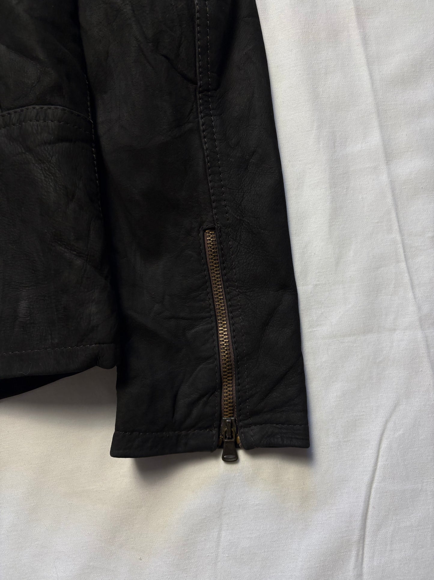Vintage Vera Pelle 90s Double Zip Black Leather Jacket (S)