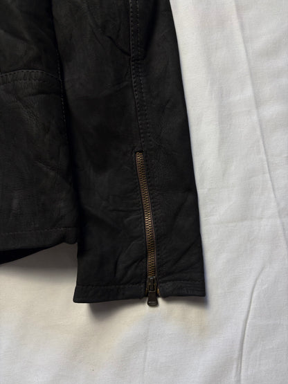 Vintage Vera Pelle 90s Double Zip Black Leather Jacket (S)