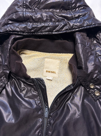 Diesel Industry 2000s Brown Shine Hooded Jacket (M)