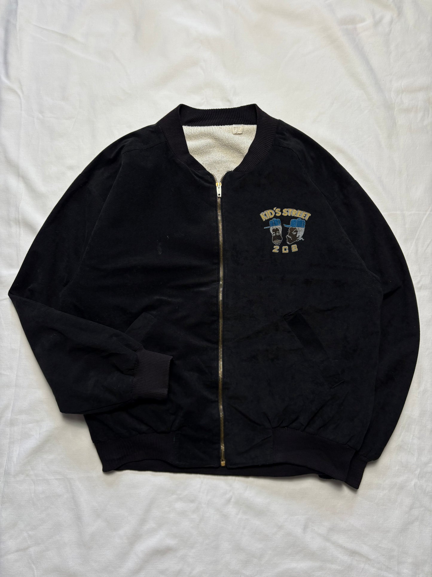 UK Rave 90s God Bless 2CB Black Suede Jacket (M)
