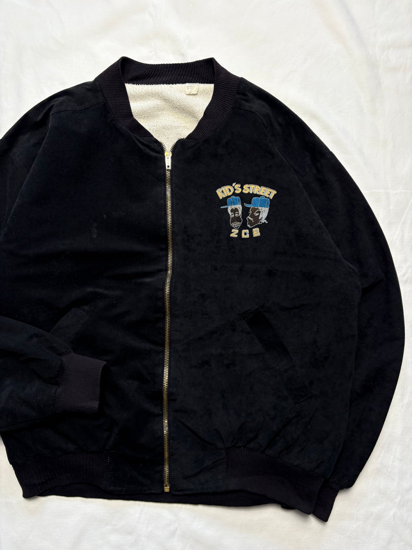 UK Rave 90s God Bless 2CB Black Suede Jacket (M)