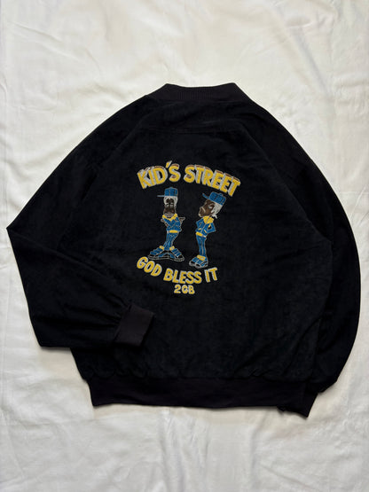 UK Rave 90s God Bless 2CB Black Suede Jacket (M)