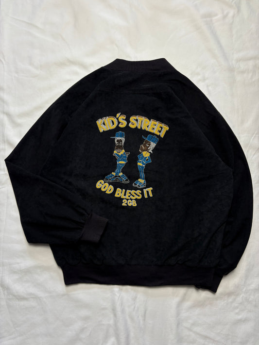 UK Rave 90s God Bless 2CB Black Suede Jacket (M)