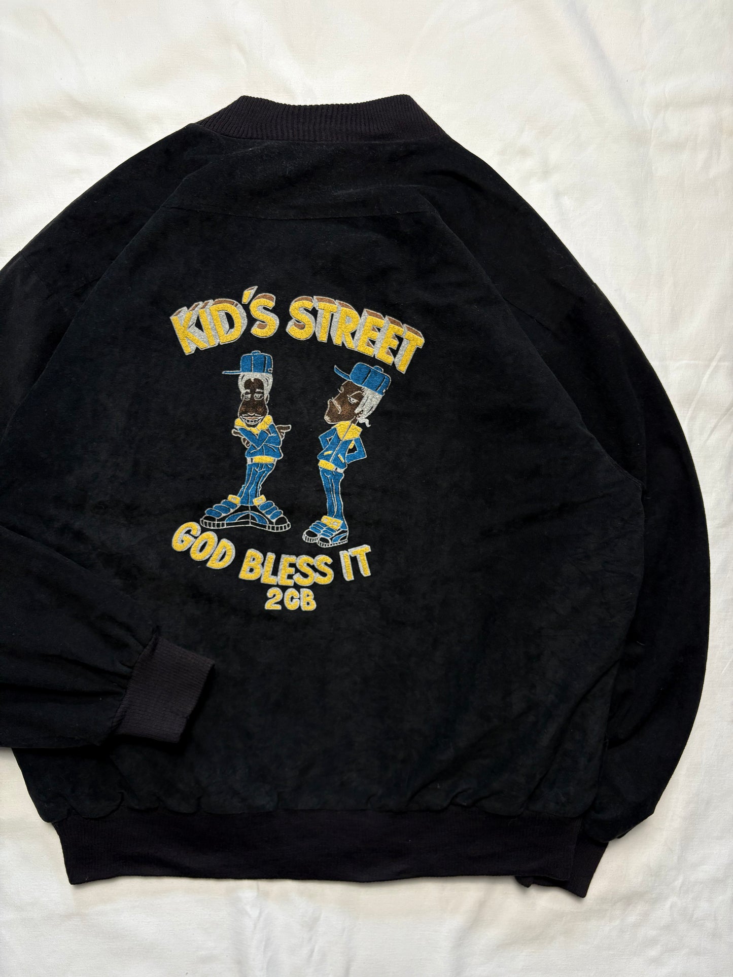 UK Rave 90s God Bless 2CB Black Suede Jacket (M)