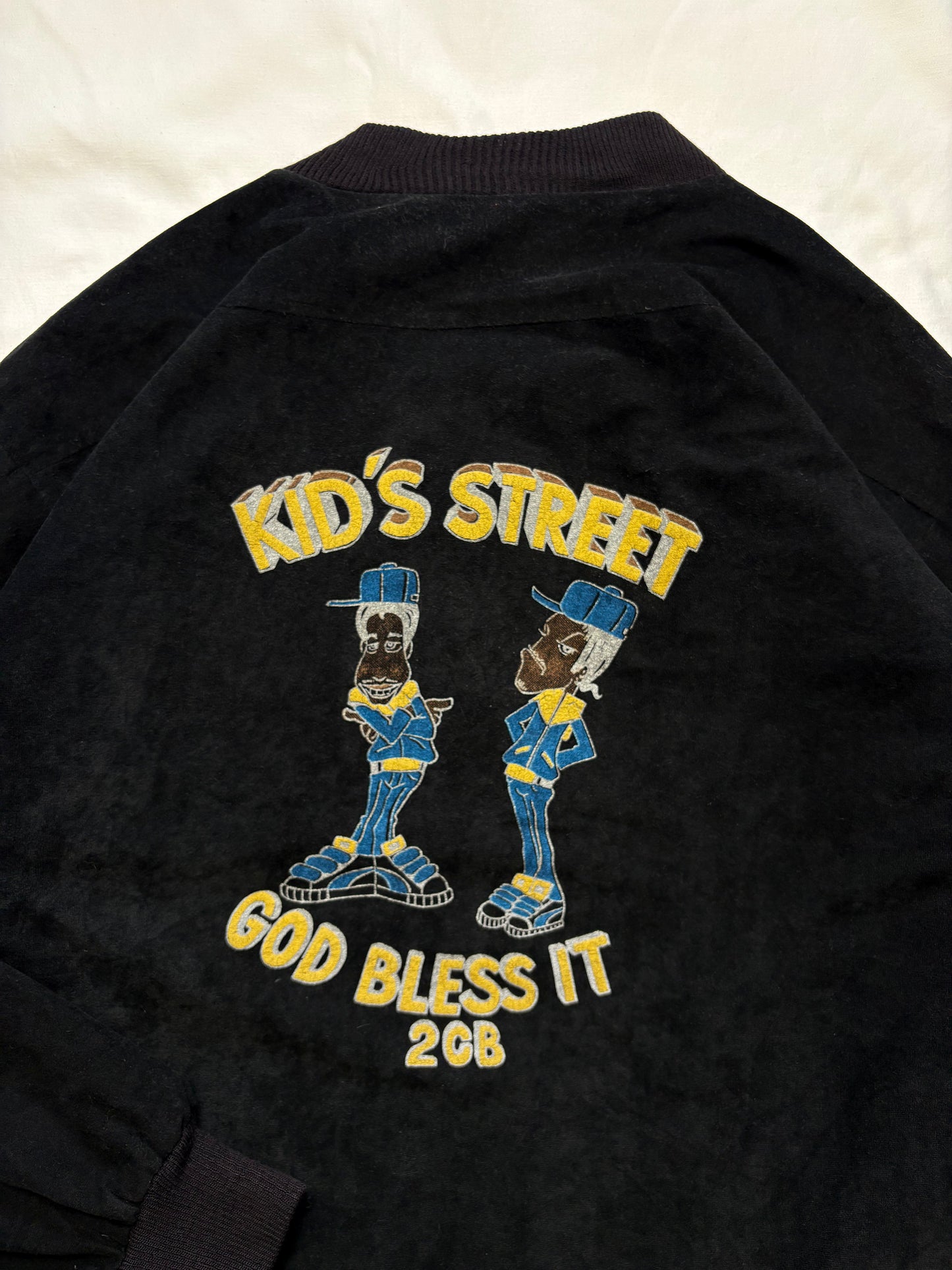 UK Rave 90s God Bless 2CB Black Suede Jacket (M)