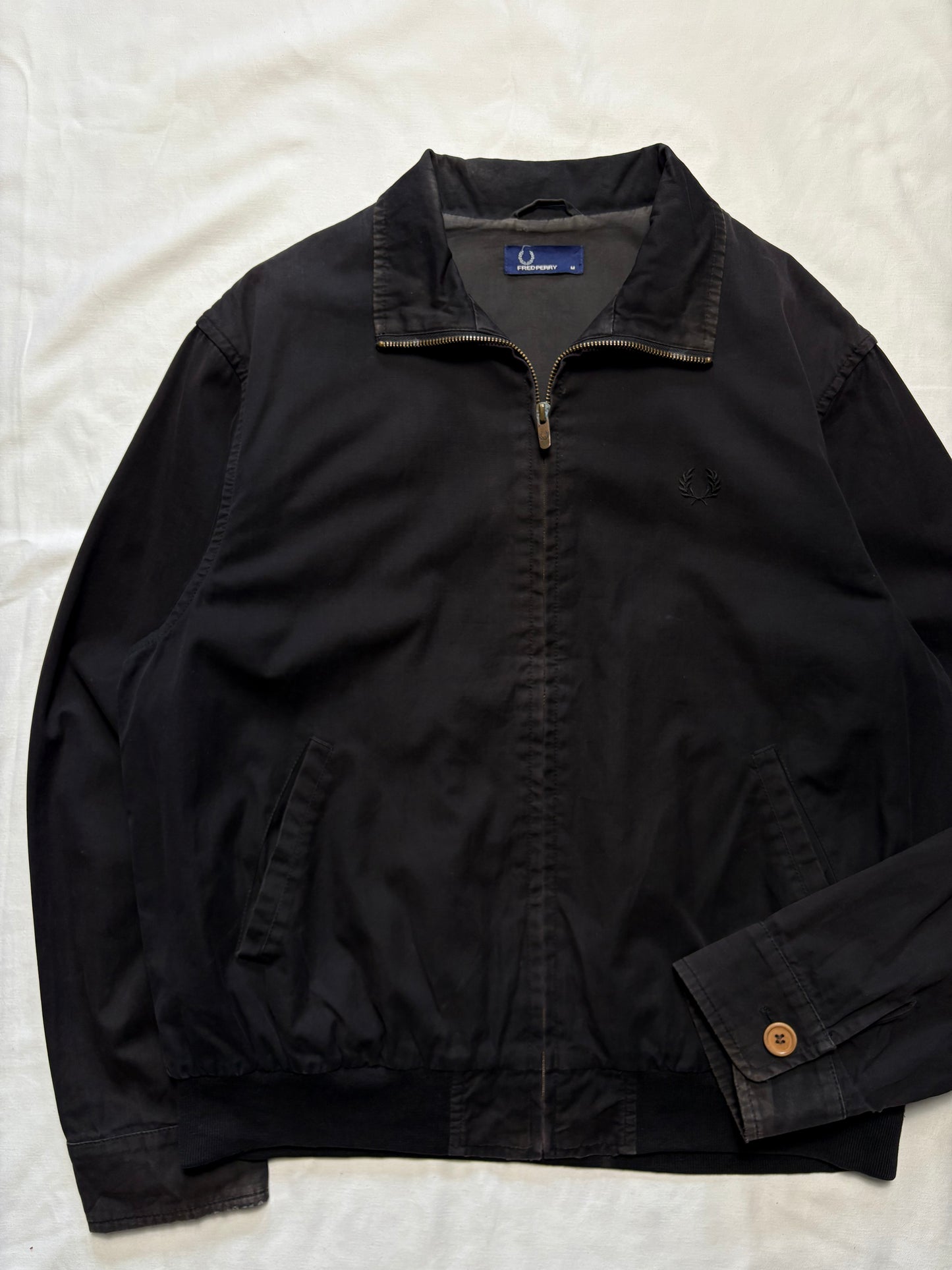 Fred Perry 00s Black Canvas Harrington Jacket (M)