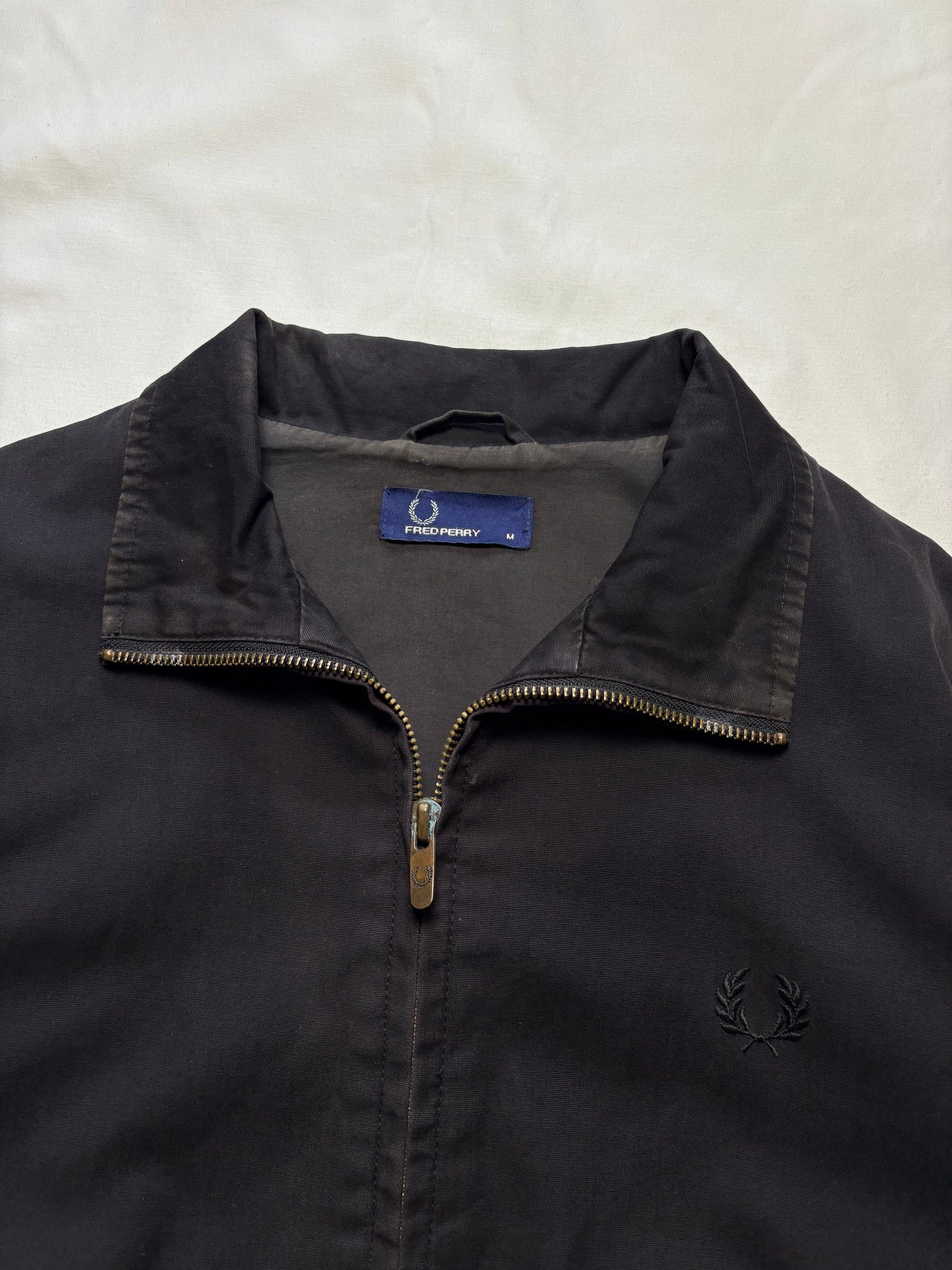Fred Perry 00s Black Canvas Harrington Jacket (M)