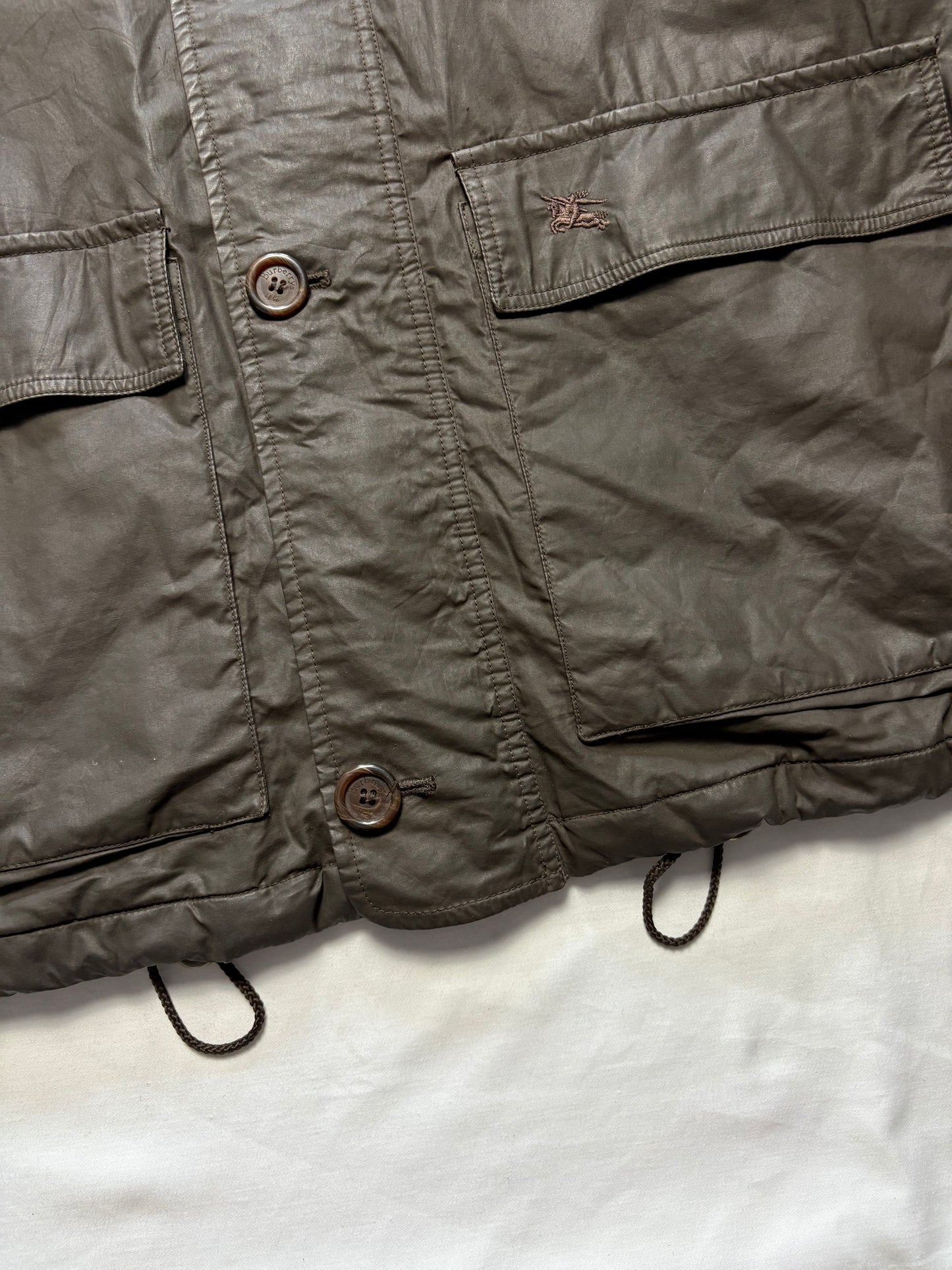 Burberry 00s Nova Check Lined Brown Wax Jacket (L)