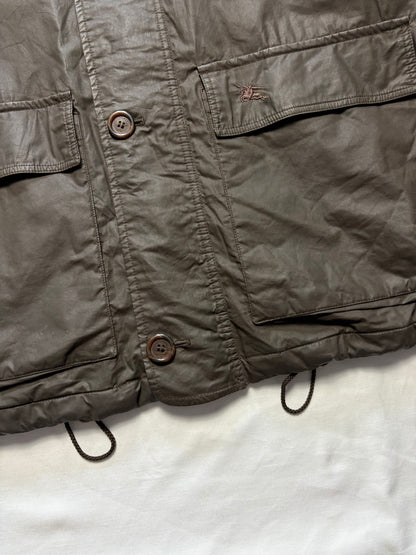 Burberry 00s Nova Check Lined Brown Wax Jacket (L)