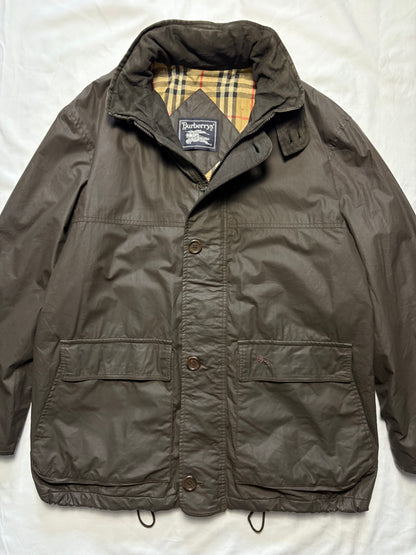 Burberry 00s Nova Check Lined Brown Wax Jacket (L)